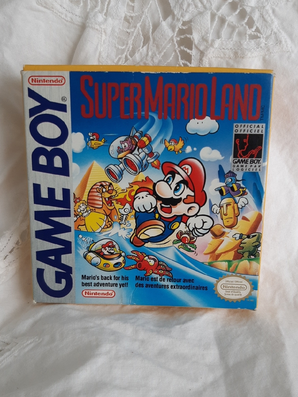 Nintendo Super Mario Land Game Boy Box Art — Blue, Red, Yellow
